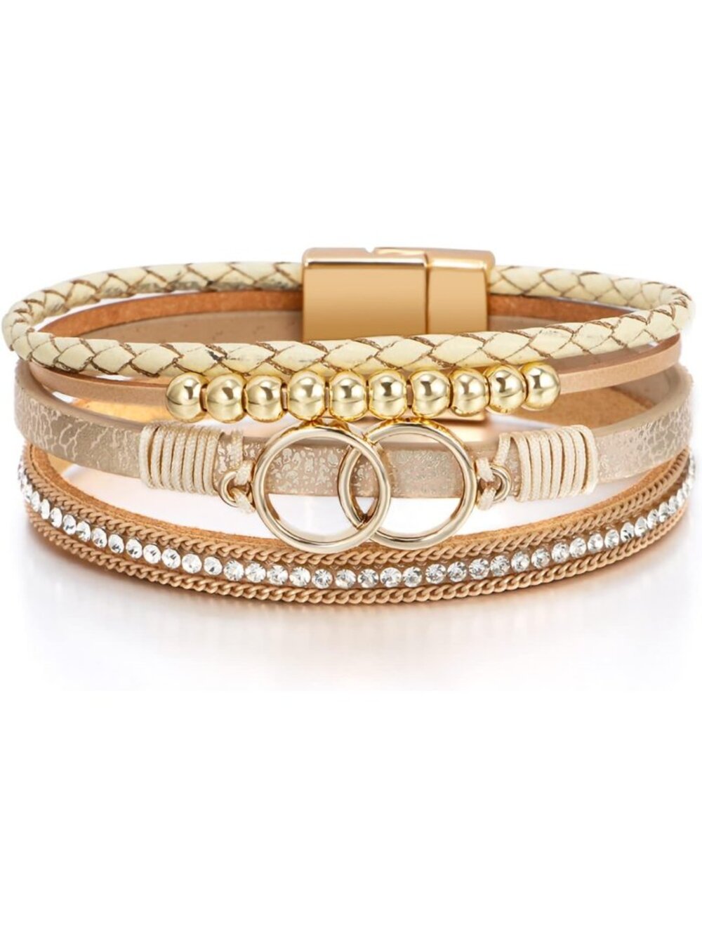 Boho Leather Wrap Bracelet for Women, Western Layered Cuff Jewelry, Stylish Gift